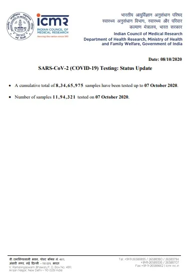 india coronavirus samples tested icmr 